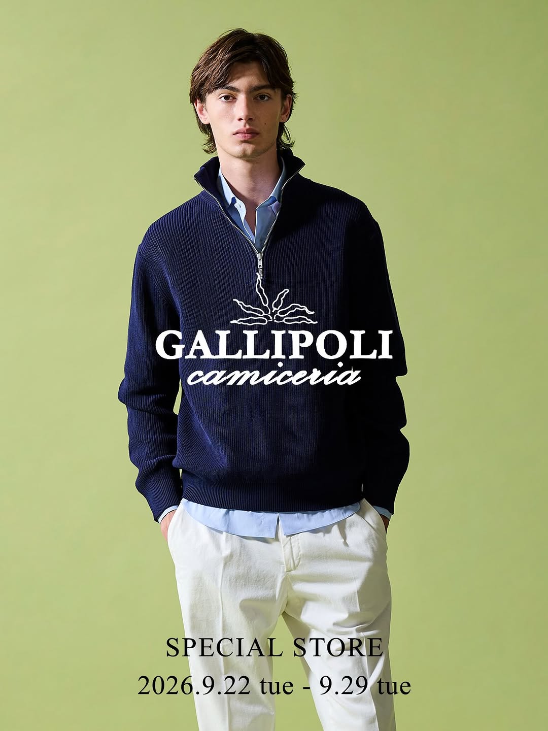 ガリポリ×BRスペシャルリクエストの“完全受注ニット”。 コットン95％×シルク5％の自然な光沢、 ハイネックの端正さとジップの軽快さ。 一枚でも、インナーでも成立する“静かな万能さ”が魅力。 ベージュ、ネイビー、グレージュ—— 色が変われ